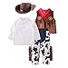 GOUWUCHE Costume de cowboy pour bébé garçon - 5 pièces - Ensemble Deluxe pour Halloween - Robe de fête - Role Play et Cosplay, Blanc., 12 mois