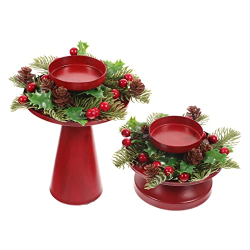2pcs Iron Xmas Candle Holder Wreath Decorative Christmas Tea Light