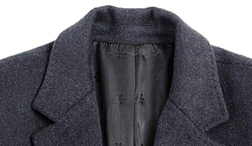 Men's Classical Style Single Breasted Long Dress Coat Wool Coat #00123A Gray S4