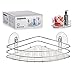 Estante esquinero con ventosa, estante de ducha, sin agujeros, fuerte ventosa, cesta de ducha de acero inoxidable, goma y ABS, para baño, ducha, 26 x 20 x 8 cm