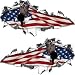 Ripped / Torn Metal Look Decals American Flag with Flying Eagle - 3" h x 6" w