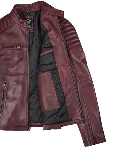 Image of Decrum Men's Casual Real Lambskin Leather Jacket with Zipper Closure