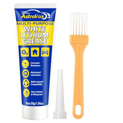 Weißes Lithiumfett, Mehrzweck-Lithiumschmierfett mit Pinsel für Scharniere, Lager, Zahnräder, ideal für den Einsatz in der Automobil-, Schiffs-, Industrie- und Haushaltsindustrie (1,06 oz) (1)