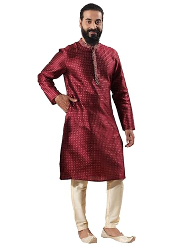 Filori Studio - Men's Authentic Woven Design Long Kurta with Zari Embroidery (Kurta Only)