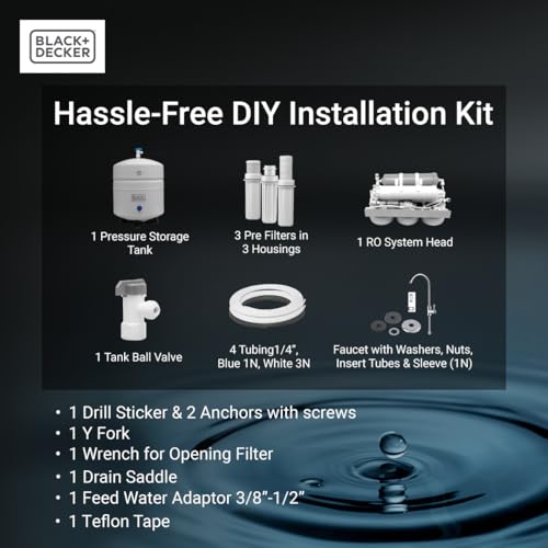 Image of BLACK+DECKER RO 75 Under Sink Water Filter, Alkaline 6-Stage Filtration System, pH+ Remineralization RO Water Filter System,Reduces PFAS, PFOS, Microplastics, NSF /ANSI 58 Certified
