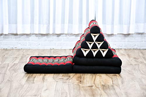 Leewadee 3-Fold Mat With Triangle Cushion – Comfortable Tv Pillow, Foldable Mattress With Cushion Made Of Eco-Friendly Kapok, 67 X 21 Inches, Black Red #TOP6