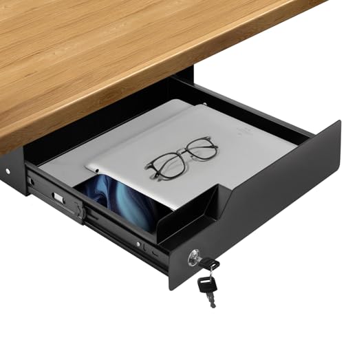 Under Desk Lockable Drawer Organizer with Ball Slides