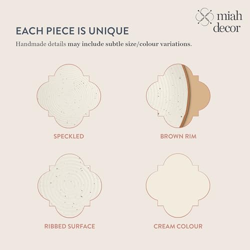 Image of miah decor Dinner Plates Ceramic Set of 6 (10 Inch) | Handcrafted Stoneware Ribbed Off White Matte Finish Plate for Dining & Gifting | Microwave & Dishwasher Safe