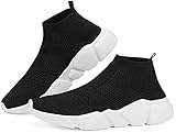 Santiro Walking Shoes for Men Lightweight High Top Sneakers Breathable Knit Athletic Running Shoes Fashion Gym Sports Shoes, Black, 10
