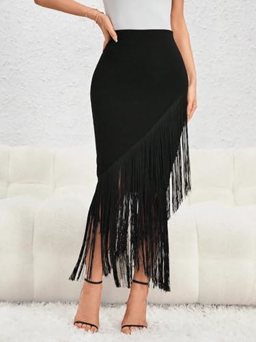 Plain High Waist Asymmetrical Hem Skirt 2025 Fashion Skirts for Women3