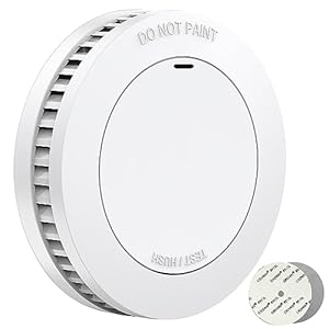 RUNIDUR Rauchmelder 10 Jahren Batterie ohne Bohren, EN14604 Standards Feuermelder, Flacher Brandmelder zum kleben, Weiß