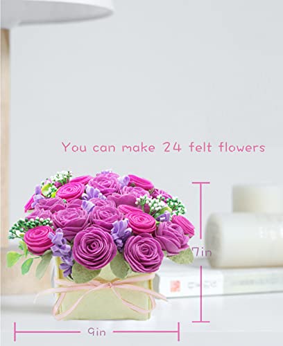 Image of BAZIMA DIY Felt Flower Art Craft Kit - Felt Rose and Lavender Kit, Floral Gifts - Arrange Pre-Cut Flowers and Foliage