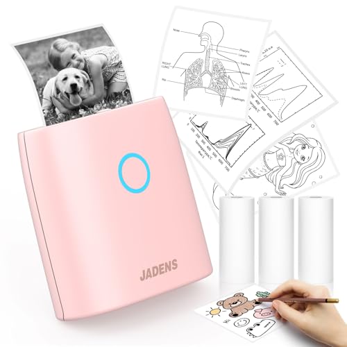JADENS Sticker Printer, Mini Printer for iPhone, Bluetooth Thermal Sticker Maker Machine, Pocket Inkless Phone Printer for Children's Gift, Study Notes, Learning Assistance, Journal(Green)