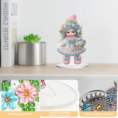 JISHSHAY Fairy Diamond Art Desk Ornaments Diamond Painting Desktop Decoration Gem Art Table Top Decorations Gem Painting Table Ornaments Mosaic Kits for Adults Desk Top Kits with Special Shaped Elf - Image 4