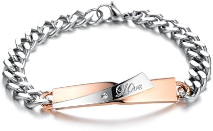 OeOeOs Stainless Steel Two-Strand Wheat Chain Link for Men Women Punk Biker Wrist Bracelet Curb High Polished（Silver+Gold）
