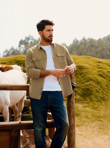 PJ PAUL JONES Mens Casual Shacket Cotton Twill Lightweight Jackets Button Down Shirt Jacket with Pockets2