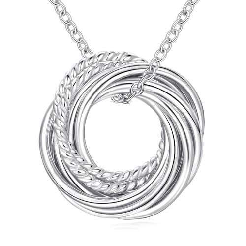 Annamate 90th Birthday Gifts for Women 925 Sterling Silver 9 Circles Necklace For Her Nine Decade Jewelry 90 Years Old Birthday Gift