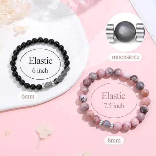 Image of DUQGUHO Mommy and Me Bracelets Mothers Day Gifts for Mom from Daughter Son Matching Mother and Daughter Jewelry Mother Daughter Gift Back to School Bracelet 6 /8 mm Mom Birthday Gifts