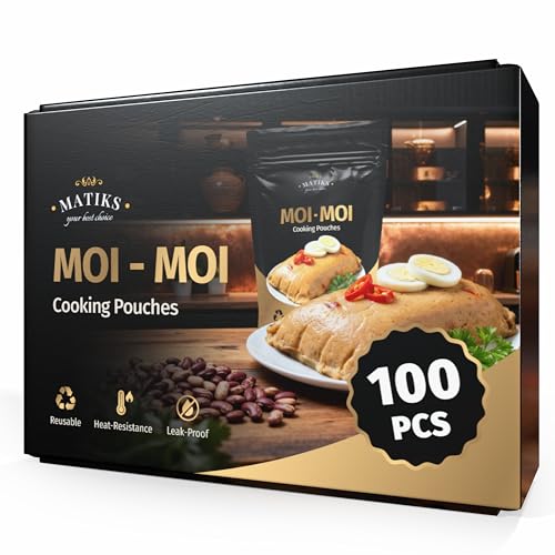 Matiks Moi Moi Cooking Pouch 100 Pack Moin Moin Pouch for Bean Cake Okpa Ekuru & Ofada 6 x 4 Heat Safe Stand Up Cooking Bags for Steaming Nigerian Dishes Leak-Proof Double-Zip Seal