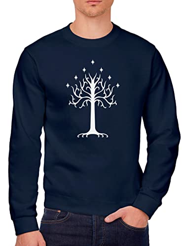 Image of HotScamp White Tree of Gondor - Youth & Mens Sweatshirt - Fantasy Story Movie TV Show XL Navy