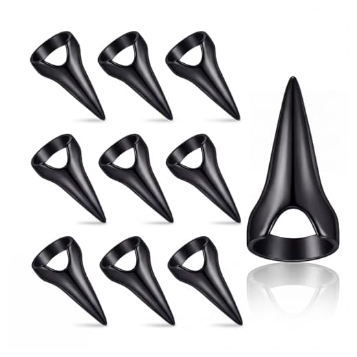 10 Pieces Finger Claws Cosplay Claws Rings Full Finger Set Retro Metal Nail Punk Rock Nail Finger Armor Gothic Talon Nail Fingertip Claw for Cosplay Nail Art Holiday Party (Black)