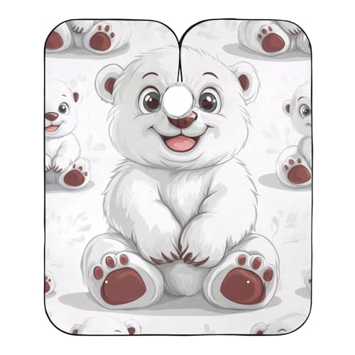 PaChyLuu Cute Polar Bear Professional Barber Cape Waterproof Hair Cutting Salon Cape with Adjustable Snap Closure for Men Women