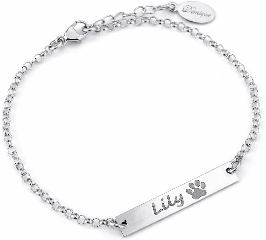 Danique Jewelry Custom Pet's Name Bracelet – A Daily Way to Honor Your Pet | Unique Cat or Dog Loss Gift | Personalized Gift for Pet Lovers | Solid Sterling Silver Layering Bracelets for Women [530]