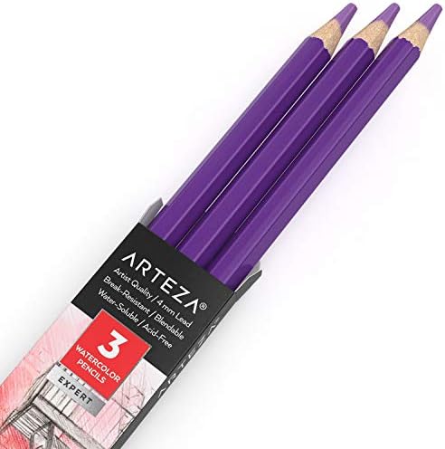 ARTEZA Professional Watercolour Pencils, Pack of 3, A154 Koala Gray, Water-Soluble Pencils for Colouring, Blending, Layering & Watercolour Techniques