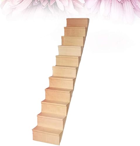 Miniatura 7 de Sewroro Muebles para casa de muñecas, escala 1, 12, escaleras en miniatura, cuerda de madera, escalones modelo DIY, mini escalera de madera sin
