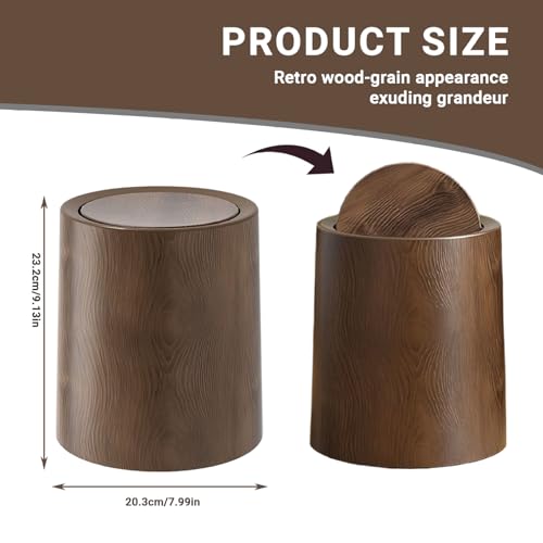 Bote de basura con tapa de grano de madera nogal marrón S 8