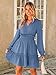 BerryGo Womens Long Sleeve Mini Dress Casual Ruffle Fashion V Neck High Waist A Line Flowy Boho Short Fall Dresses Blue M