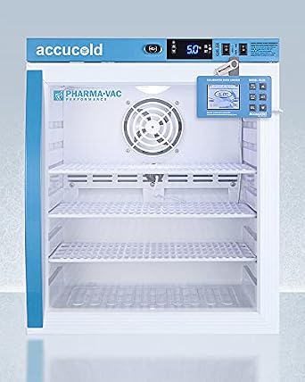 ACCUCOLD 1 cu.ft. Medical Refrigerator, 18 Wide, Compact Vaccine Refrigerator, with NIST Calibrated Data Logger, Glass Door - ARG1PVDL2B