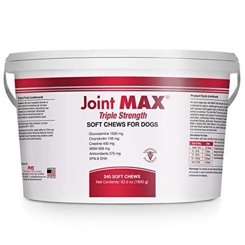 Phs Joint Max Triple Strength (Ts) Soft Chews For Dogs - Glucosamine, Chondroitin, Msm - Vitamins, Minerals, Antioxidants- Hip And Joint Pain Relief And Support For Dogs - Made In Usa - 240 Soft Chews #TOP1