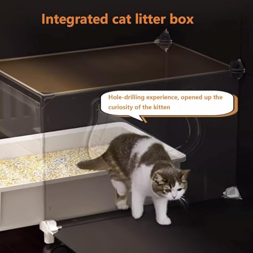 Gaiolas semi-fechadas para gatos faça você mesmo, cercado para gatos grande com caixa interna e exte