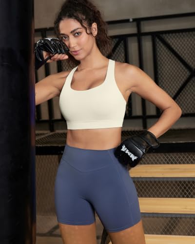 Image of RUNNING GIRL Sports Bra for Women,Molded Cup Strappy Running High Impact Sports Bra with Sewn in Pads