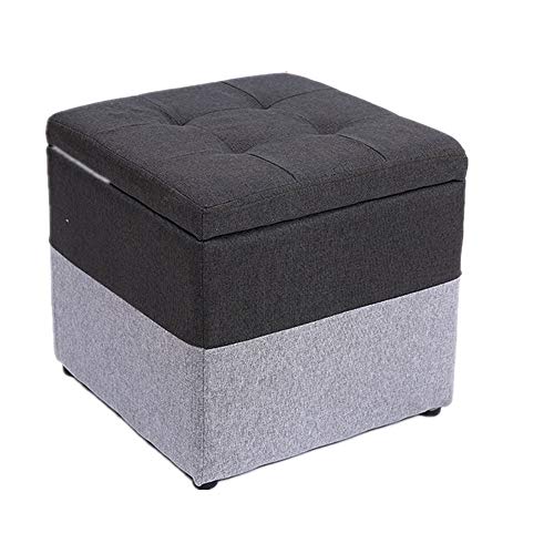 Dfghbn Storage Ottoman Soft Footstool Foot Rest Stool Linen Sofa Small Bench Modern Thick Sponge Stool Living Room Ottomans Bench (Color : Black, Size : 40 * 40 * 40cm)