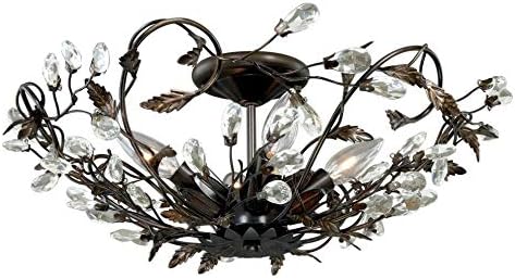 Architectural Bronze Jardin 4 Light 19 inches Wide Flush Mount Indoor Ceiling Fixture with Accent Crystal Beads - 19 Inches Wide