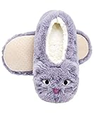 DICUIRD Womens Slipper Socks Low Cut Comfy&Warm Animal Non-skid Bedroom Slippers(Gray Cat,8-10)