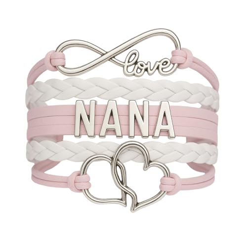 Nana Bracelet, Nana Jewelry, Pink Infinity Love Heart Bracelet for Grandma, New Grandmas, Pregnancy Reveal