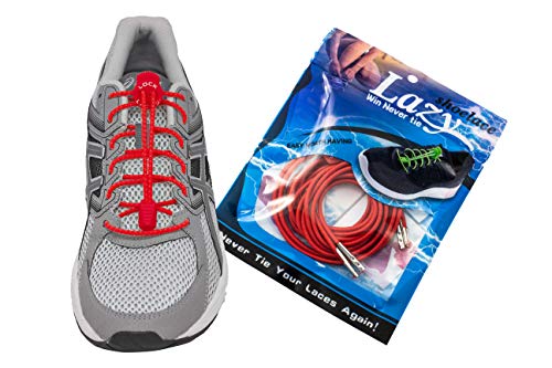 SFY 2 pares del mismo color de cordones elásticos para zapatillas fáciles de atar (rojo)