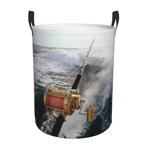 Panier à linge haut imprimé canne à pêche pour chambre - 2