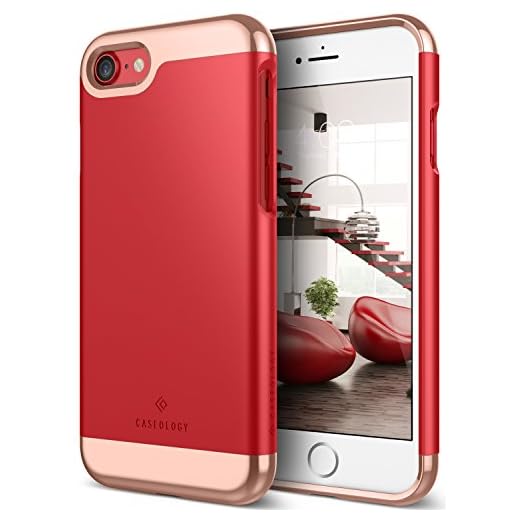 Caseology Savoy for Apple iPhone 8 Case (2017) / for iPhone 7 Case (2016) - Stylish Design - Red