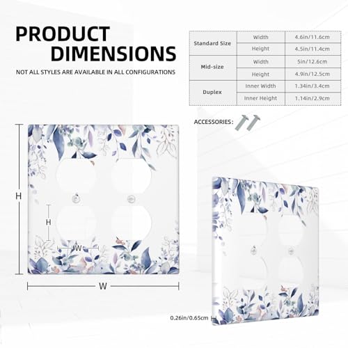 Decorative Outlet Covers Rustic Ink Blue Eucalyptus Leaves Sage leaf 2 Gang Outlet Cover Wall Plate Double Duplex Light Switch Cover Plate Switch Plate Covers for Bedroom Home Decor