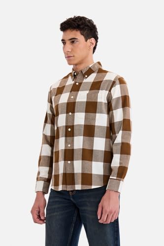 Image of SNITCH Men Casual Shirt | Regular Fit Full Sleeve Button-Down Collar Buffalo Check Pattern | Premium Cotton Blend & Breathable Fabric Outings