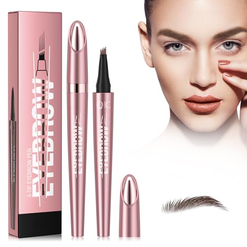 Magic Eyebrow Pencil - 4-tip Microblade, Waterproof, Long-Lasting, Smudge-Proof Fine Sketch, Men & Women (Dark Brown)