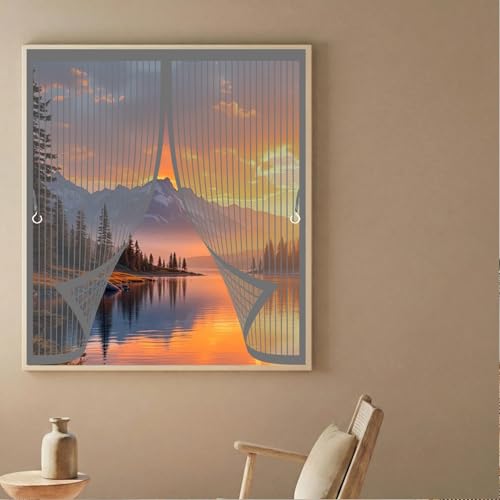 Ventana Magnética 106 x 110 cm sin Taladros, Cierre Automático, Fácil de Instalar y Lejos de Los Mosquitos con Iman sin Taladrar Cortina de Malla para Todas Las Ventana, Gris