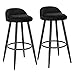 WOLTU 2X Taburete Alto de Cocina Taburete de Bar con Reposapiés Tapizados en Terciopelo Silla Alta Bar de Metal Negro BH296sz-2