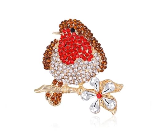 Broche de petirrojo con cristales antideslizante para evitar ropa sosa femenina