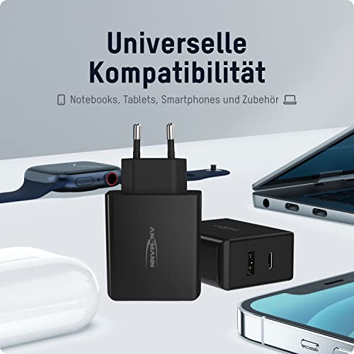 Ansmann Caricatore Usb A 2 Porte Da 60 W - Usb C Con Quick Charge 3.0 E Power Delivery Caricatore Pd Con Controllo Intelligente Della Carica Per Smartphone, Tablet E Laptop - 4
