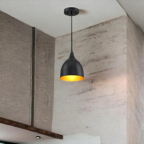Image of GreyWings Modern Hanging Pendant Light for Ceiling - Black Aluminium Dome, Antique Decor, E-27 Holder, (Bulb is not Included) Pack of 1